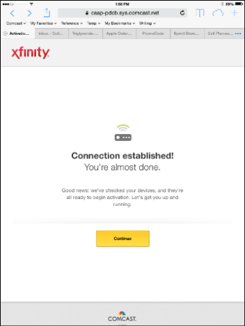 xfinity internet modem activation