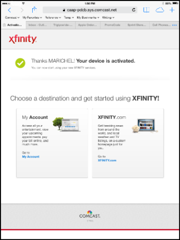 xfinity internet modem activation